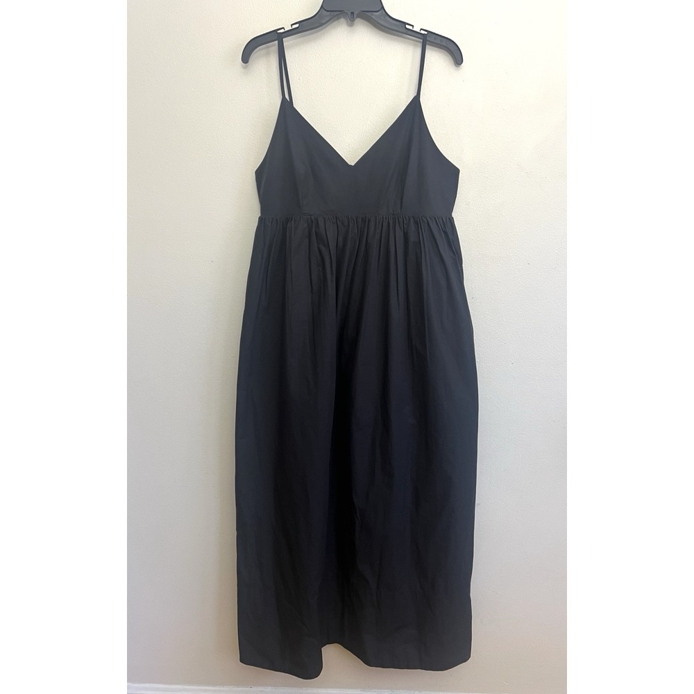 Quince 100% Organic Cotton Maxi Dress Womens M Black Babydoll Sundress NWT